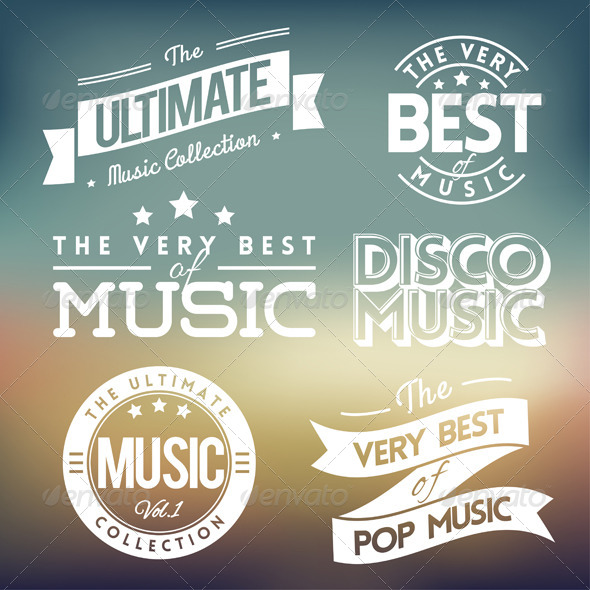 Vector Collection of Labels with Music Themes for CD Covers